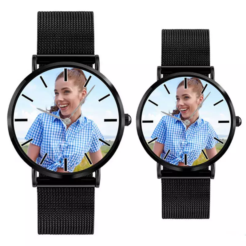 Homens e mulheres Custom Picture Quartz relógio de pulso, Relógio personalizado, DIY Photo Clock, Relógio de pulso, Presente personalizado, Dropshipping, A4402