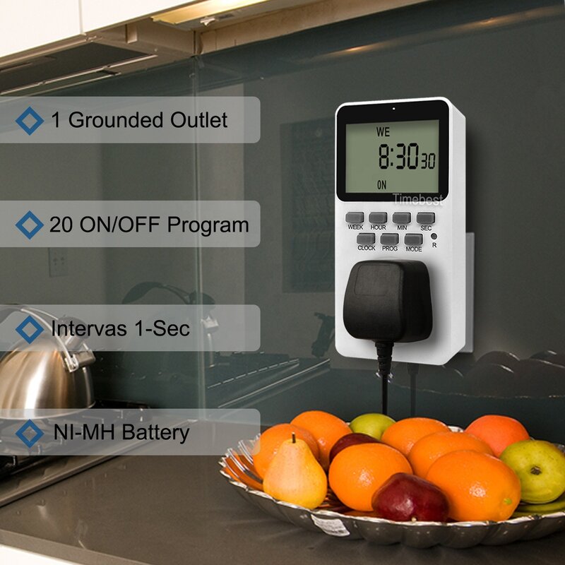 Nova tomada de temporização temporizador eletrônico da cozinha europeia soquete interruptor timing tipo ue