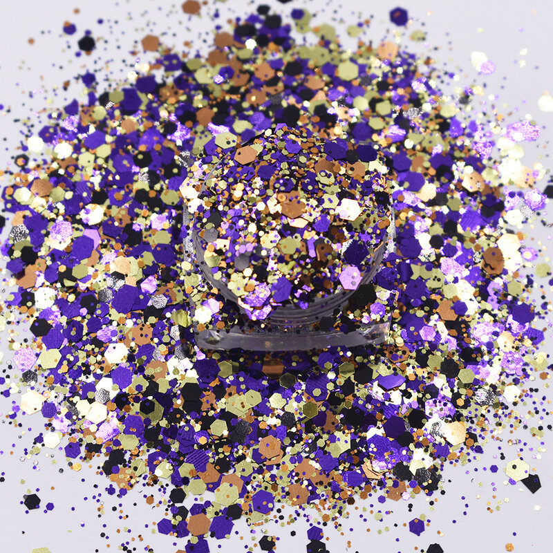 Flocons irisés à paillettes épaisses mélangées, 10 g/sac, hexagone scintillant, accessoires de décoration pour manucure et Nail Art, fournitures