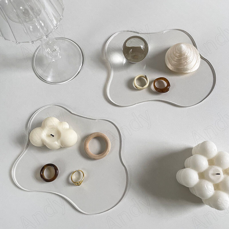 Modern Acrylic Tray Minimalist Art Bedroom Jewelry Organizer Afternoon Tea Desktop Irregular Dessert Trays Home Decoration