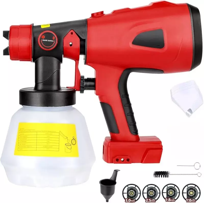 Cordless Paint Sprayer for Milwaukee 18V Battery Handheld Spray Gun for Furniture Fence Cars Walls DIY Works House Painting