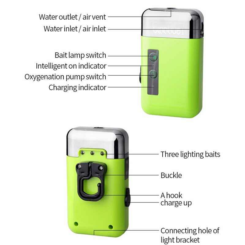 Air Pump Water Pump Oxygen Pump com Sensor Multi-Function Recarregável Outdoor Acessórios Pesca para Pesca Tackle