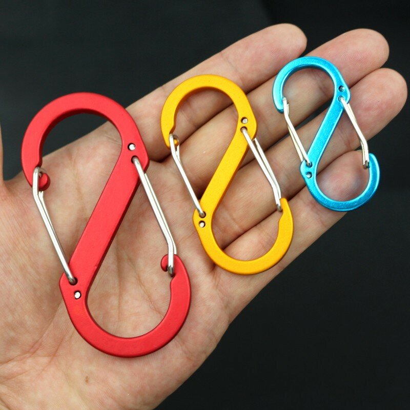 Aluminum Alloy Carabiner Clips Multifunction S Type Quick Hanging Hook EDC Keychain Outdoor Climbing Backpack Double Lock Buckle