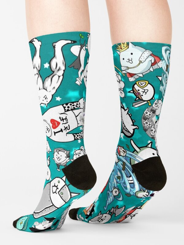 Носки с изображением боевых кошек, профессиональные носки для бега, рождественские носки для мужчин и женщин