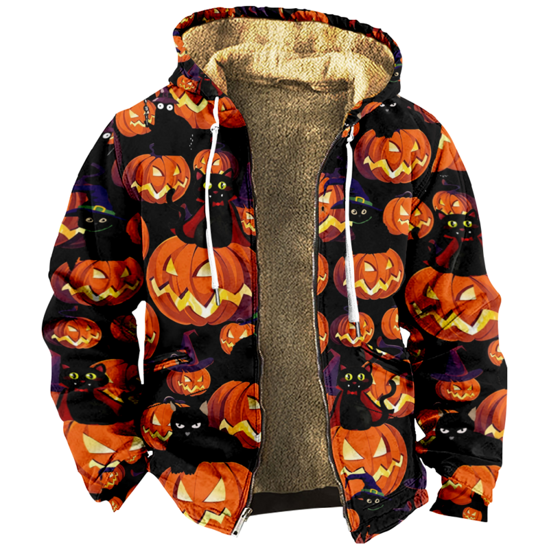Halloween Hoodie 2023 New Long Sleeve Zipper Sweatshirts Stand Collar Coat Women Men Fashion Clothes