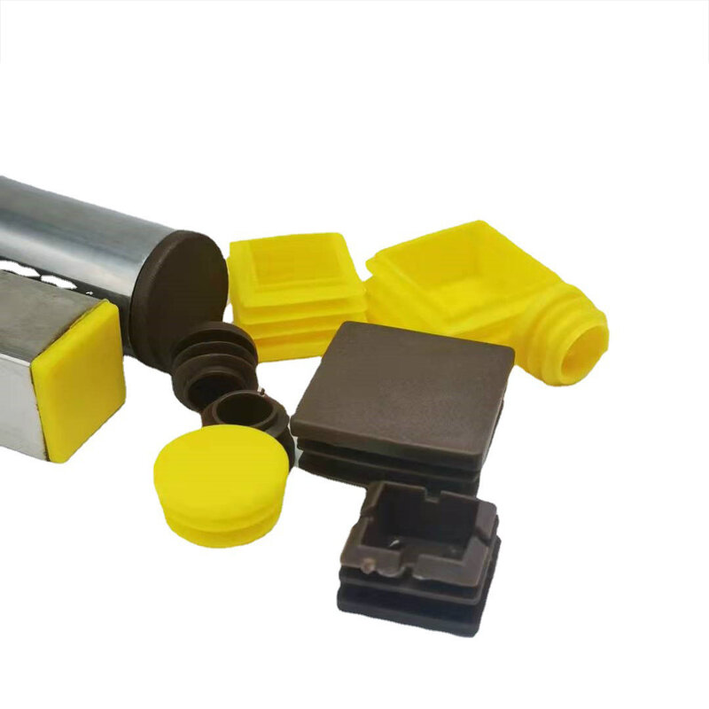 10PCS tappi terminali di chiusura in plastica rotondi/quadrati cuscinetti per tubi inserti per tubi tappi tappo giallo/marrone