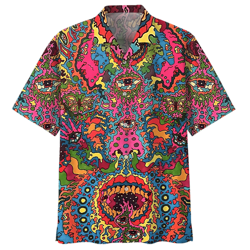 Camisa hawaiana con estampado 3D para hombre, camisa de manga corta con solapa, botones de calle, Estilo Vintage, colorido, Verano