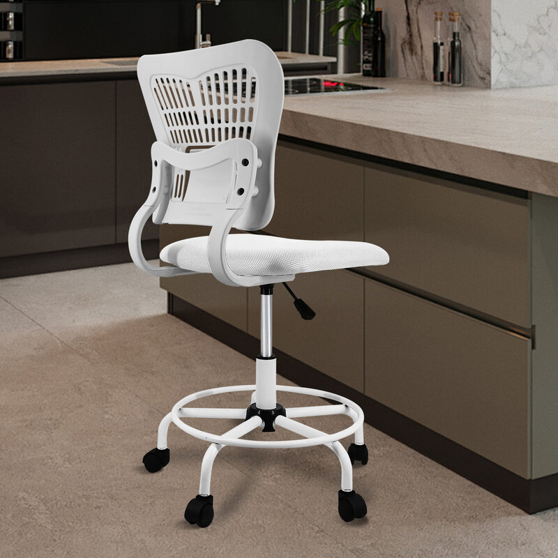 Sedia ergonomica da scrivania in piedi in rete nera con altezza regolabile e supporto per la schiena per l'uso in Home Office-comoda e S