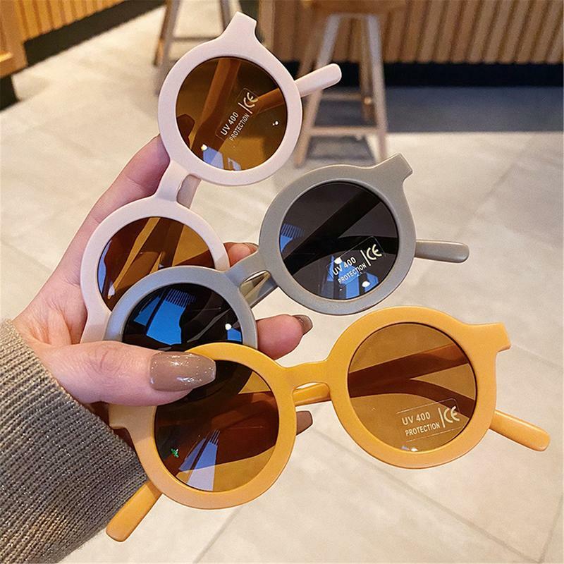 Солнцезащитные очки для детей, круглые солнцезащитные очки с защитой от УФ-лучей для детей, обтекаемые дуговые дизайнерские Интегрированные Очки для носа в толстой оправе