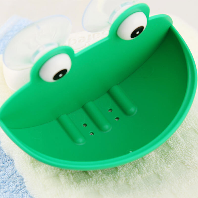 Бытовой настенный держатель для мыла в виде лягушки с мультяшным рисунком, футляр для туалетного мыла с присосками, аксессуары для ванной комнаты