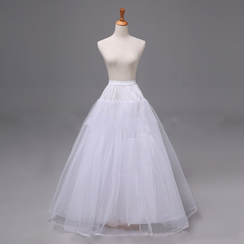 Branco 3 camada uma linha vestido de casamento nupcial petticoat completo desliza underskirt