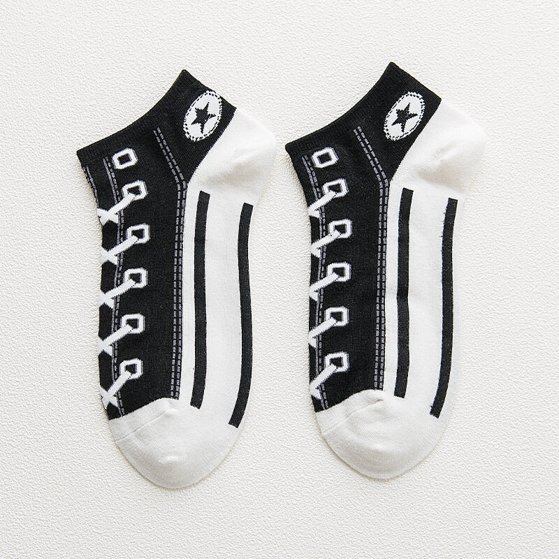 Fashion Funny Women's Men Harajuku Style Socks Kawaii Shoe Print Cute Short Sock Gift For Women Men Dropshipping