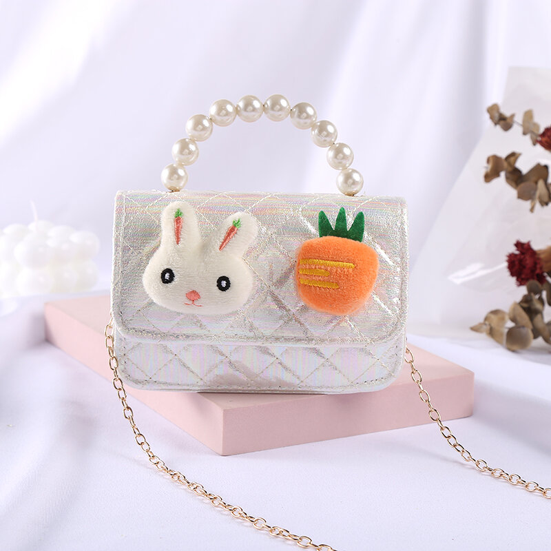 Korea Girl Messenger Backpack Kids Flower Bag Cute Rabbit Shoulder Packet Baby Coin Purse Candy Handbag Children's Day Gift