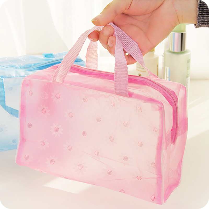 Bolsa de almacenamiento de cosméticos portátil de viaje, organizador transparente impermeable de gran capacidad, bolso de mano con cremallera para ducha y lavado al aire libre