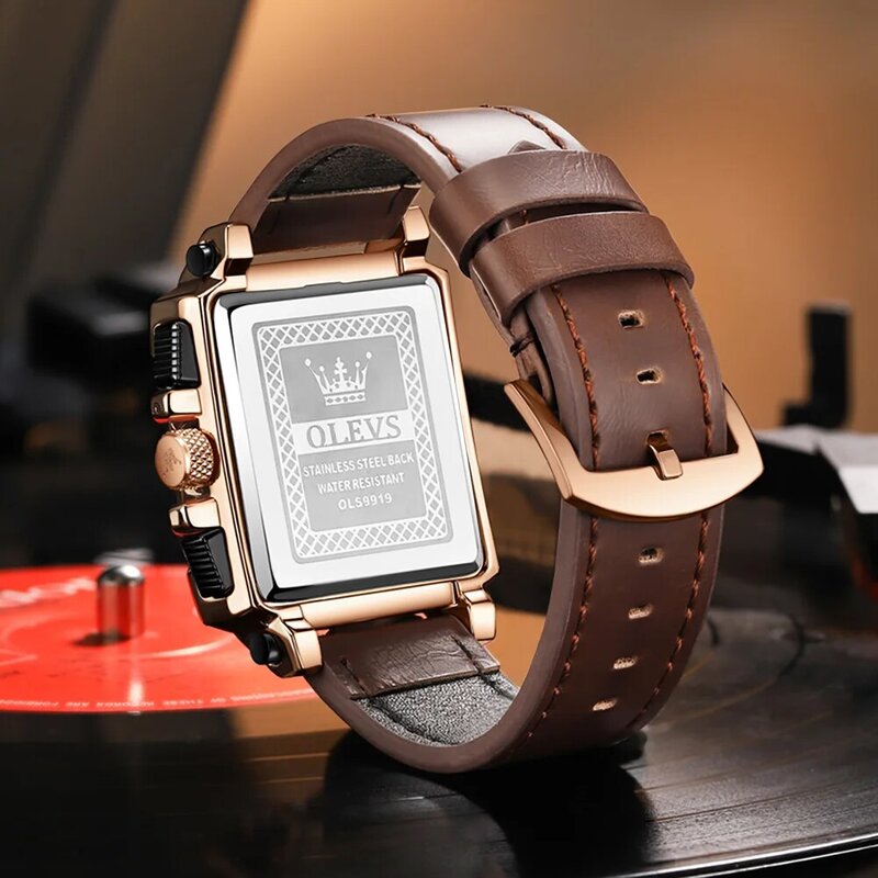 OLEVS Brand Luxury Vintage Style orologio al quarzo per uomo Sport Leather luminoso impermeabile Auto Date orologi da uomo Relogio Masculino