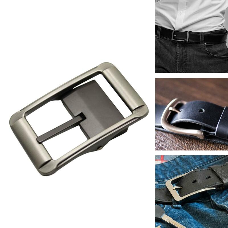 Metal Belt Buckle Single Prong High Quality Zinc Alloy Mens Business Casual for 32mm-34mm Belt Reversible Rectangle Pin Buckle