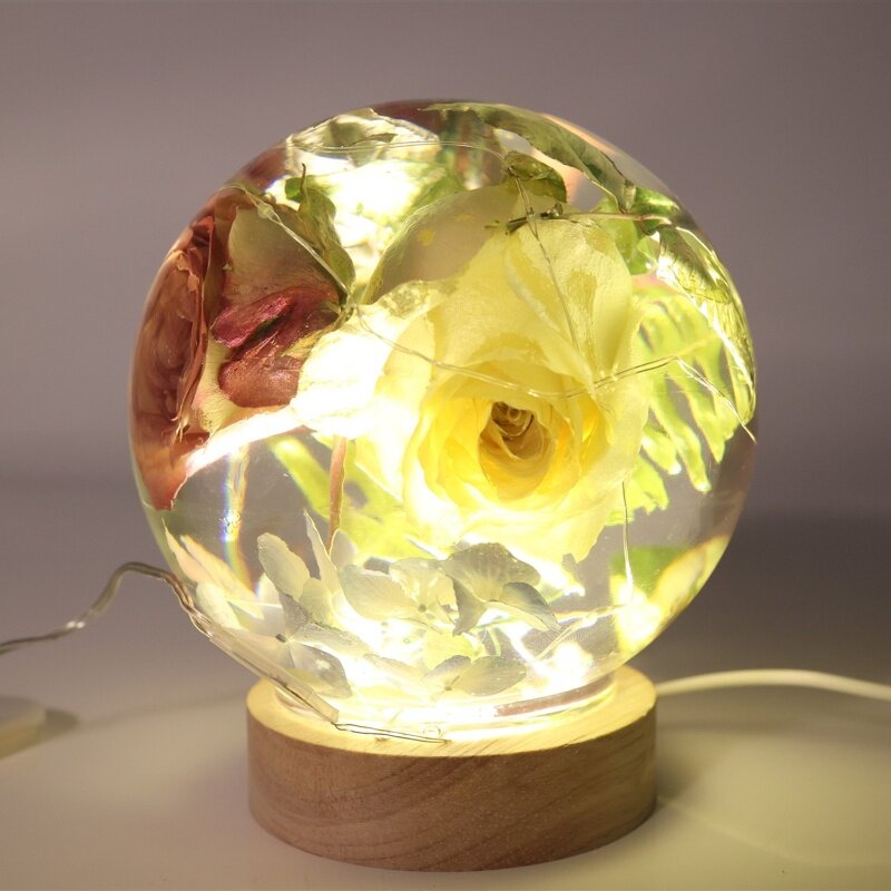 Molde de silicona de cristal esférico de una pieza, esfera de flor seca DIY, luz nocturna, espejo, molde epoxi, decoración del hogar, almacenamiento