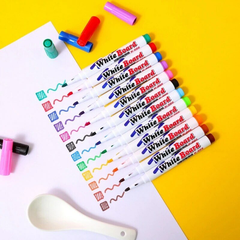 Colorful Magical Water Painting Pens with Spoon Washable Whiteboard Marker Pens