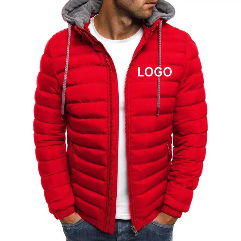 남성용 따뜻한 방풍 두꺼운 재킷 파카, 야외 방수 후드 파카, 코스밍 로고, 겨울 패션