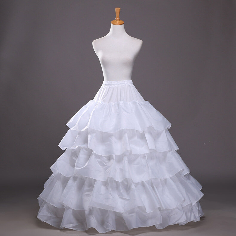 فستان زفاف كرينولين بأربع حلقات فولاذية ، خمس أوراق لوتس ، قطر كبير الحجم ، فستان زلق منفوش للغاية