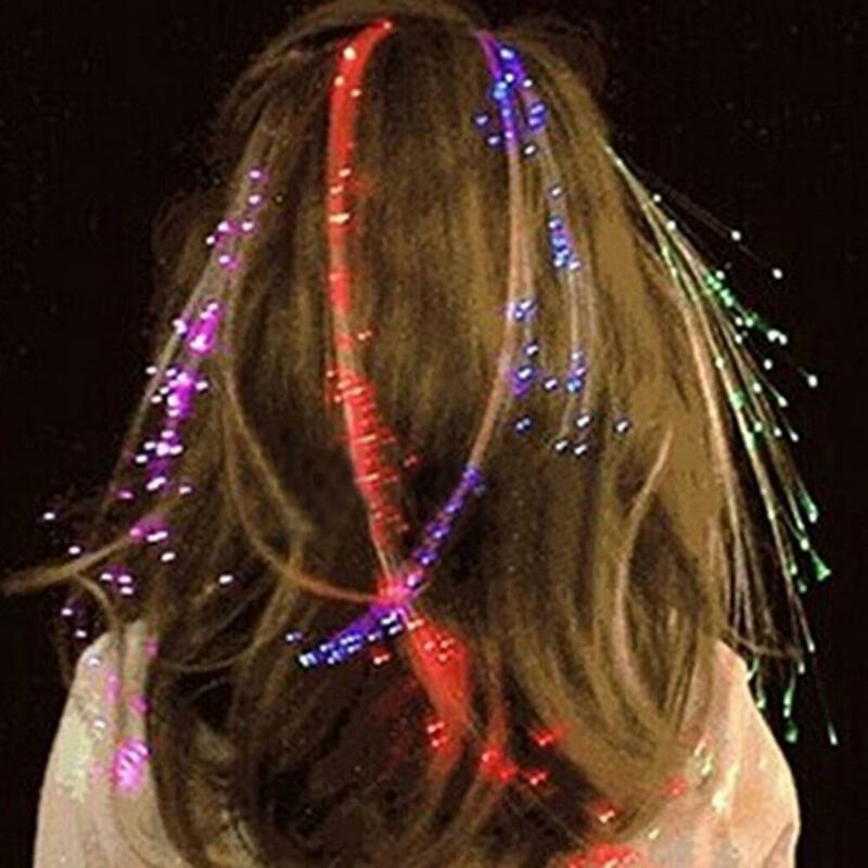 Led parrucca LED incandescente Flash parrucche capelli intrecciati Clip tornante decorazione dei capelli Cool Hair Extension Bar Party luminoso danza parrucca sintetica