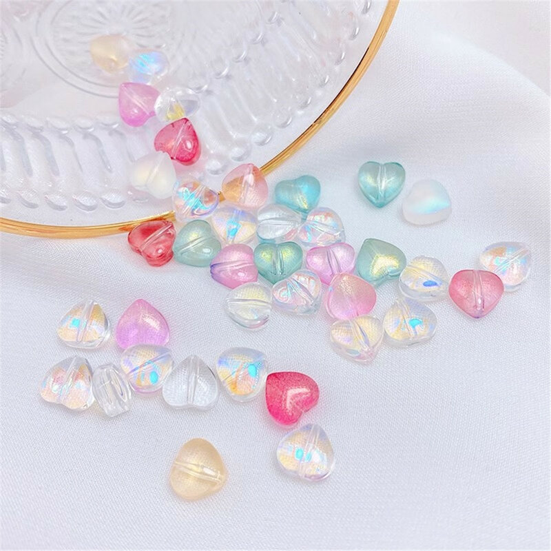 Czech Glass Beads, Small Peach Hearts 8mm, Small Love DIY Handmade Beaded Bracelets, Necklaces, Materials, Jewelry Accessories