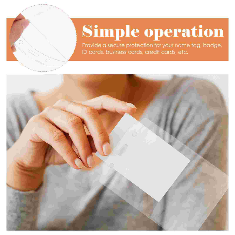 Soporte para tarjetas de trabajo, funda protectora transparente para tarjetas de identificación, 50 piezas