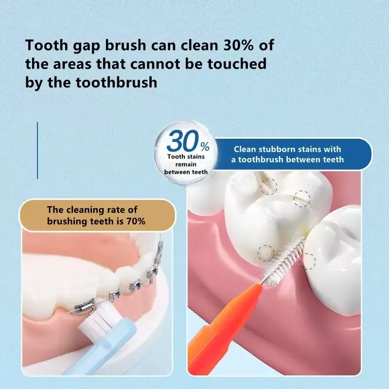 衛生用の歯科用ブラシ,歯のプッシュプルブラシ,食品歯のホワイトニング,口腔衛生ツール,0.6-1.2mm, 30個,60個