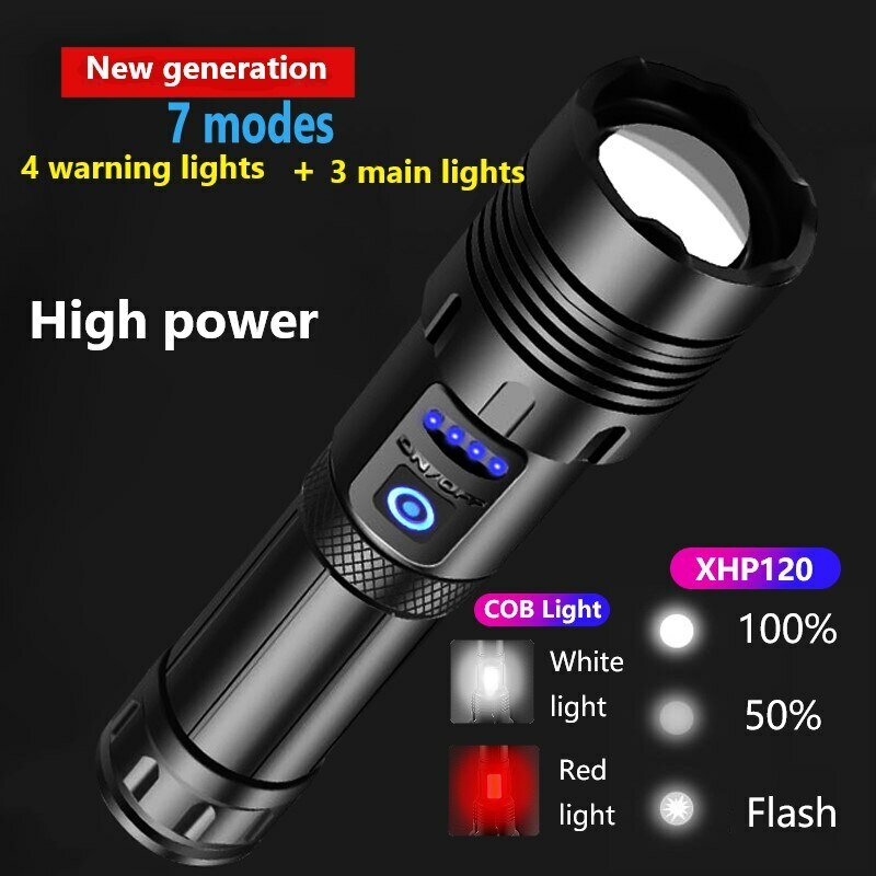 Super xhp120 leistungs starke LED-Taschenlampe xhp90 Hochleistungs-Taschenlampe wiederauf ladbare taktische Taschenlampe 18650 USB-Camping lampe