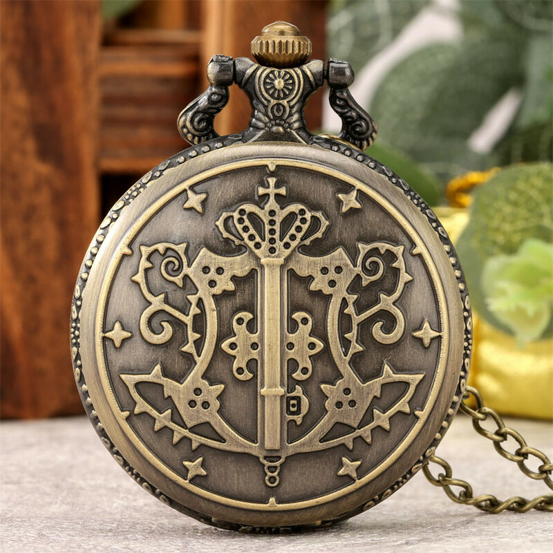 Винтажные кварцевые карманные часы Kuroshitsuji, черный Батлер, мужские и женские часы с подвеской на ожерелье, часы на цепочке, ретро часы в стиле стимпанк