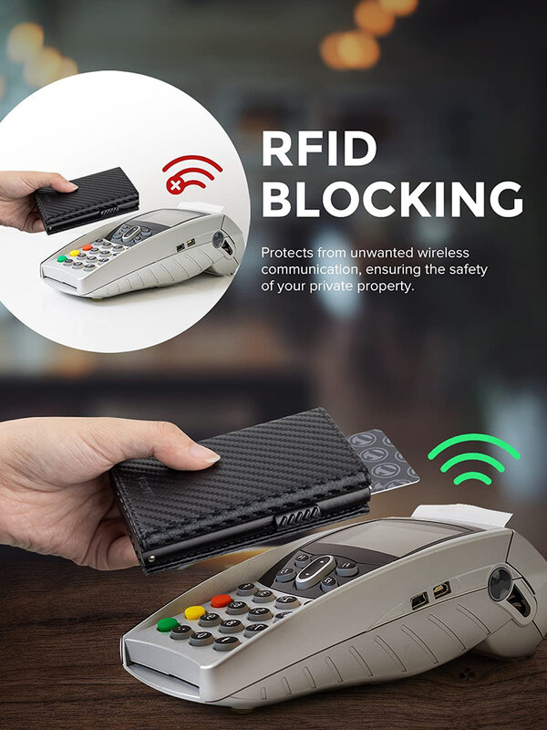 RFID Bloqueio Carteira Bifold Para Homens, suporte De Cartão De Crédito, compartimento De Moedas, compartimento De Notas