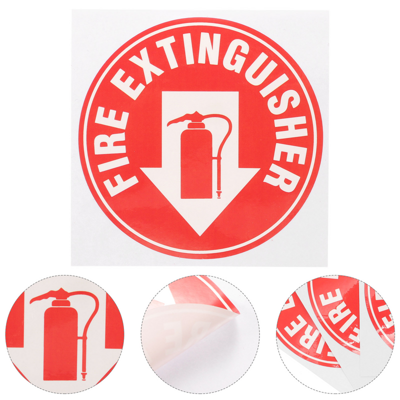 3 pcs Self Adhesive Fire Extinguisher Sign Round Shaped Fire Extinguisher Sticker for Safety
