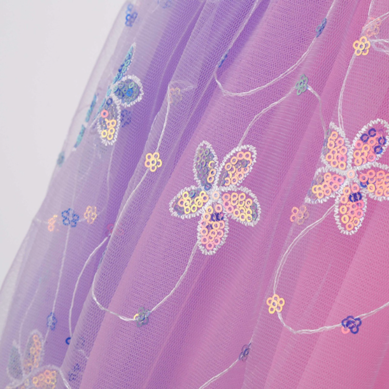 Disney disfraz de princesa enredada para niñas, traje de fiesta con lentejuelas de Rapunzel, para cumpleaños, Carnaval
