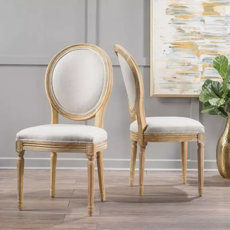 Beżowy krzesło do jadalni z tkaniny poliestrowy (zestaw 2), zestaw 2-Pcs, odpowiedni do restauracji, kuchni i salony, krzesło kuchenne
