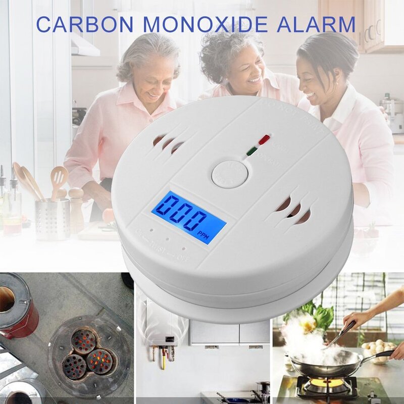 CO Monóxido de carbono Alarme Detector, Envenenamento Smoke Gás Sensor, Segurança Home Professional, Displayer LCD, Cozinha Alarme