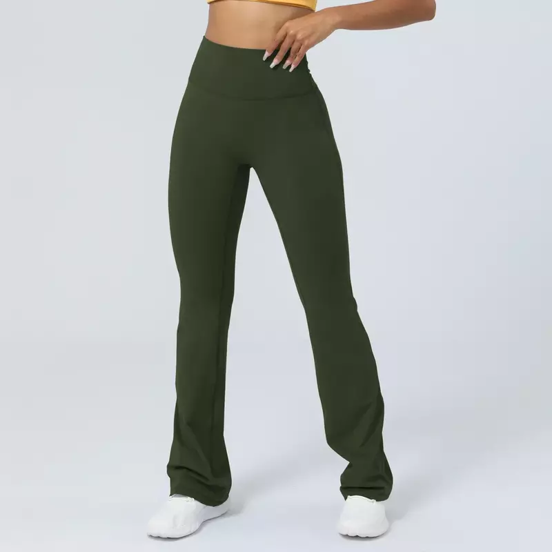 22 Women's New Skinny Back Sports Bra+nude Tight-fitting Dance Wide-leg Pants Hip High Waist Flared Pants Yoga Pants.