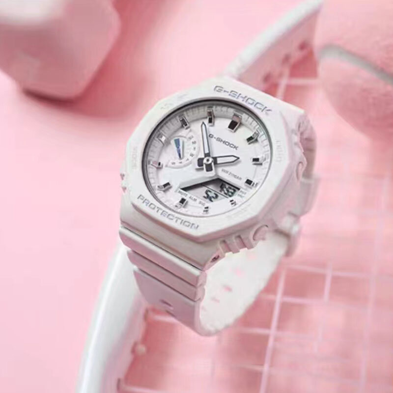 G-SHOCK jam tangan pria GA2100, arloji kuarsa Fashion Reloj untuk pria, Multifungsi olahraga luar ruangan tahan guncangan panggilan LED tampilan ganda