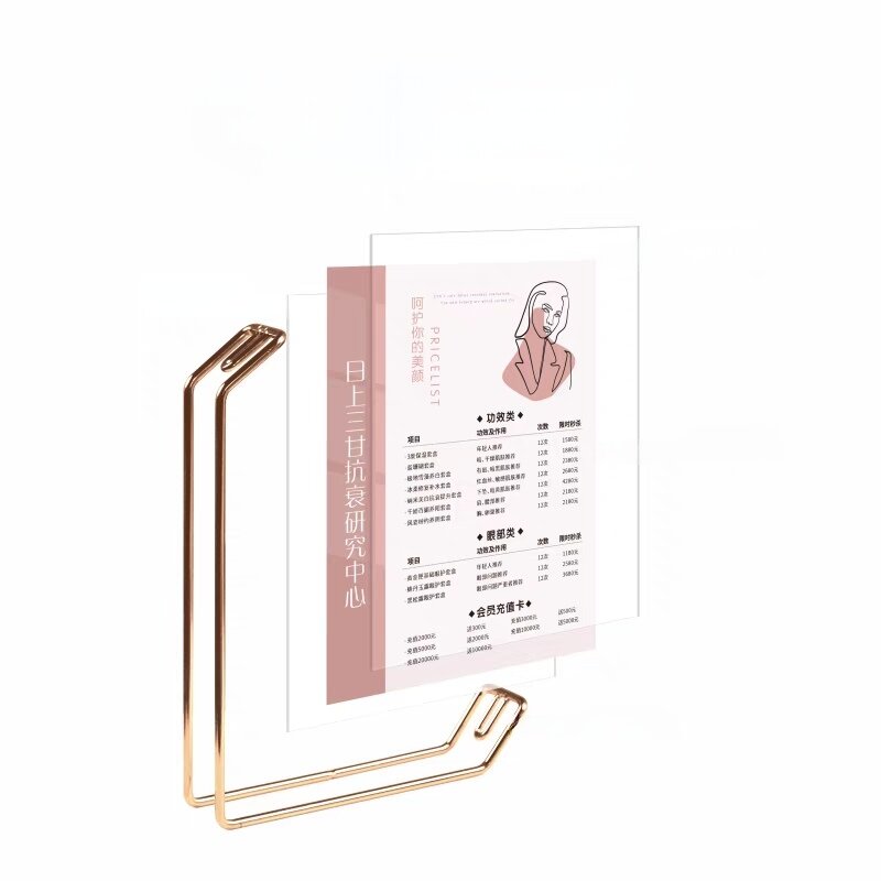 Acrílico Sign Holder Com Menu Paper, Picture Display Stand, Poster Frame, Metal Foto, Preço, Listagem, Baby Gift, Casamento, 6 ", 105x 150mm