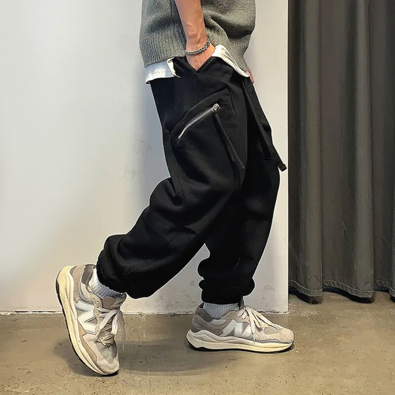 Cargo Joggers Mens Casual Straight-Leg Contrasting Casual American Cotton Loose Cargo Pants Street Fashion Sweatpants For Men