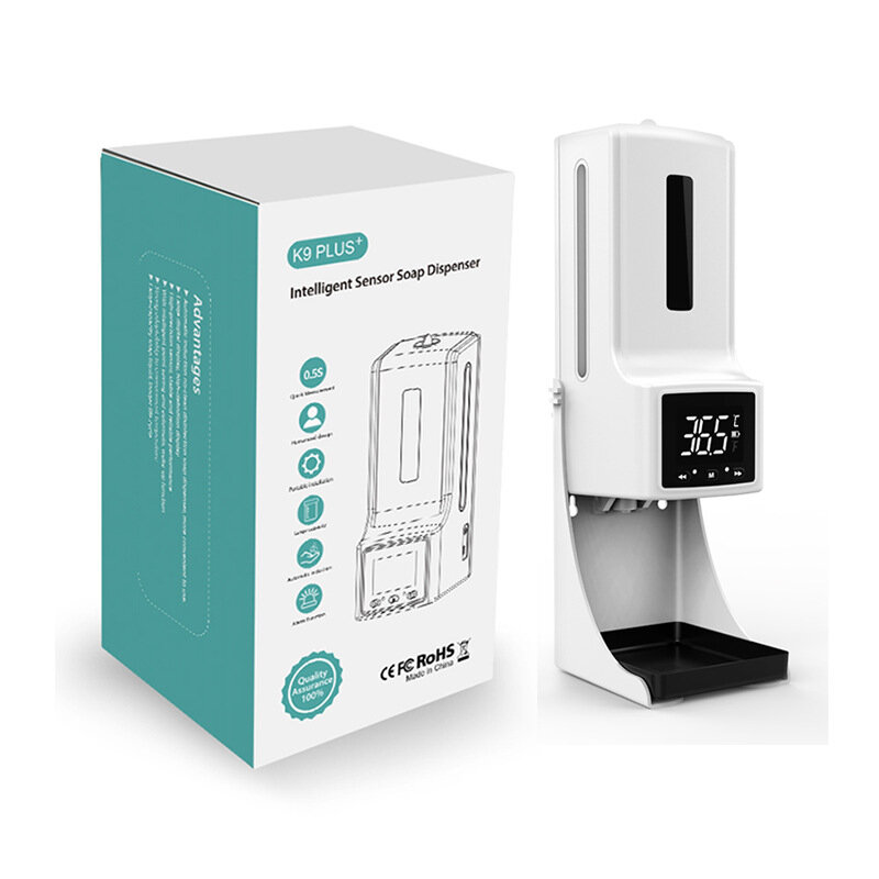 Termometer Inframerah Dispenser Sabun Induksi Otomatis Desinfeksi dan Mesin Pengukur Suhu Dipasang Di Dinding Bebas Cuci