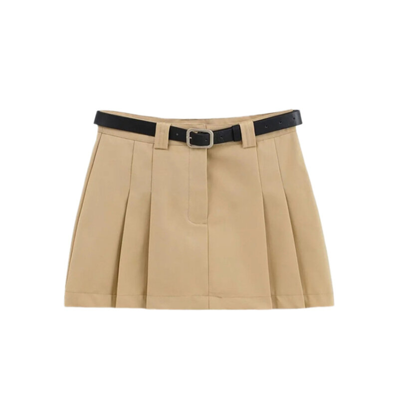Mini jupe plissée avec ceinture pour femme, jupes courtes décontractées, style preppy, mode coréenne vintage, Y2K, été, nouveau, 2023