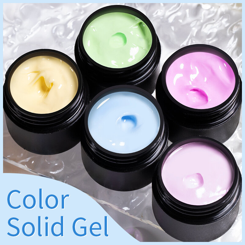 BOZLIN 5ml Pastel Color Solid Gel No Flowing Full Coverage Creamy Painting Thick Texture Gorgeous Color Pigmented Paint Nail Gel