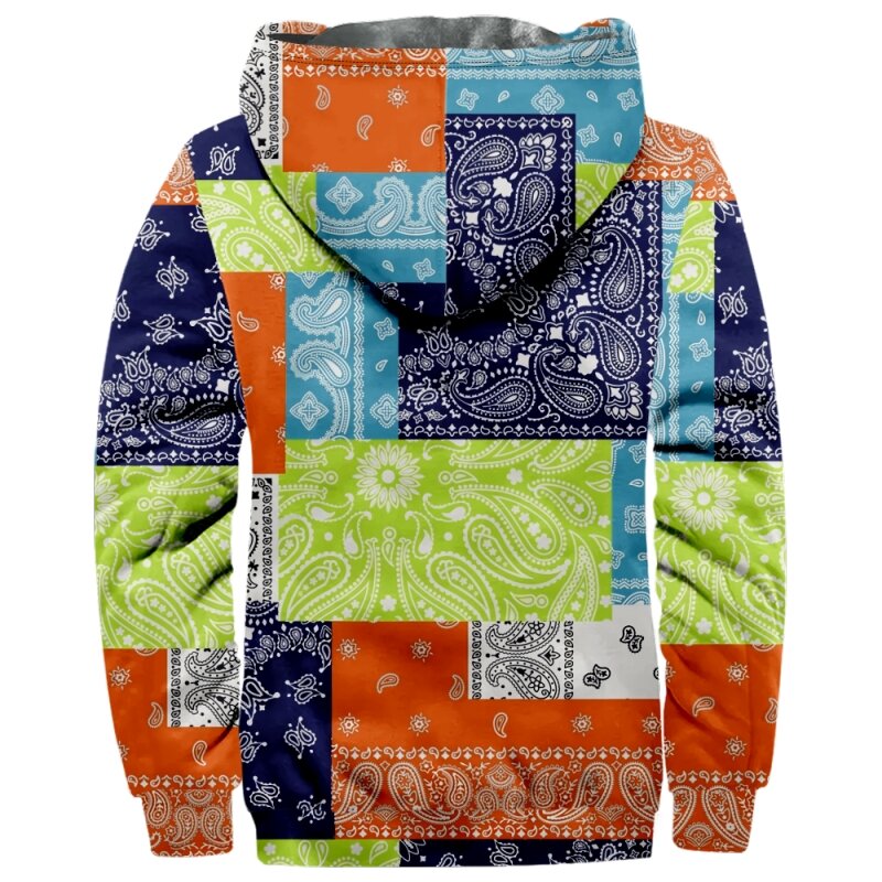 2023 Indian graphic zipper hoodie men 3d digital printed velvet coat retro style casual loose men's fashion wear