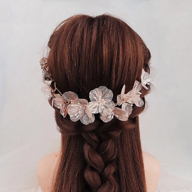 Flower Wedding Hair Accessories Hairband Bride Tiaras For Women Birthday Party Metal Flower Headband Elegant Crowns Hair Jewelry