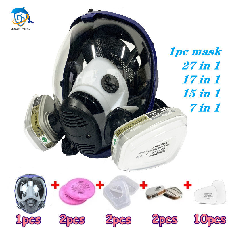 Química máscara de gás 6800 poeira filtro respirador anti-fog máscara facial completa para o gás ácido industrial, tinta spray de solda inseticida