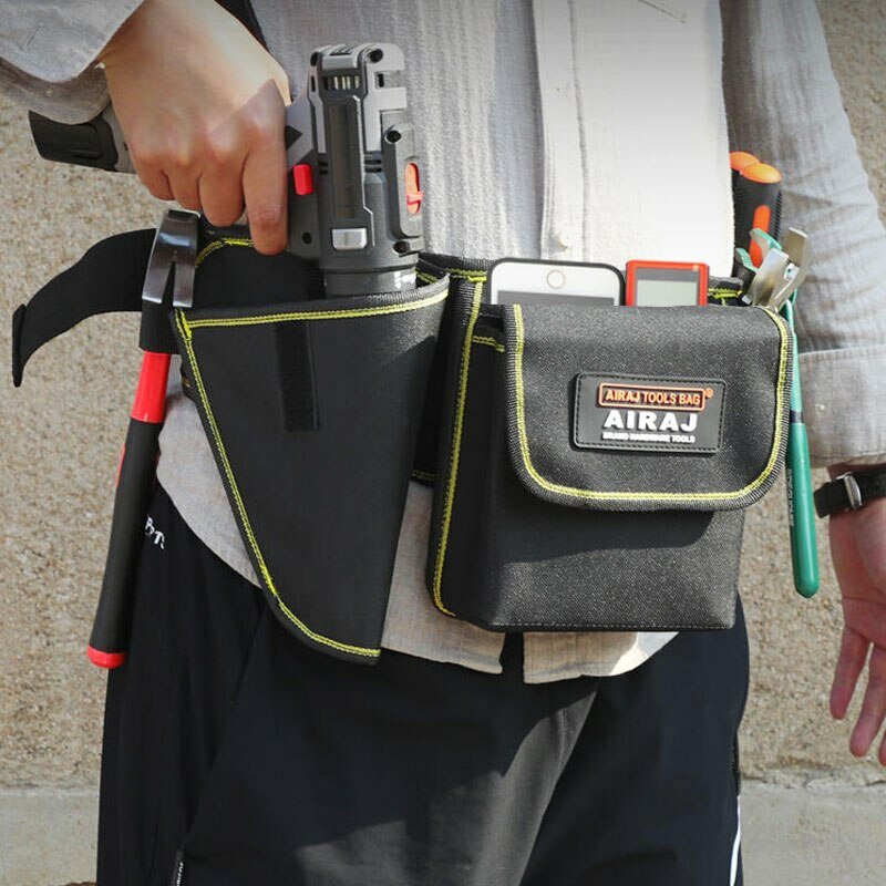 Bolsa de cinturón portátil de tela Oxford doble, organizador impermeable, bolsa de electricista, kit de herramientas de almacenamiento multifuncional, resistente al desgaste, duradero