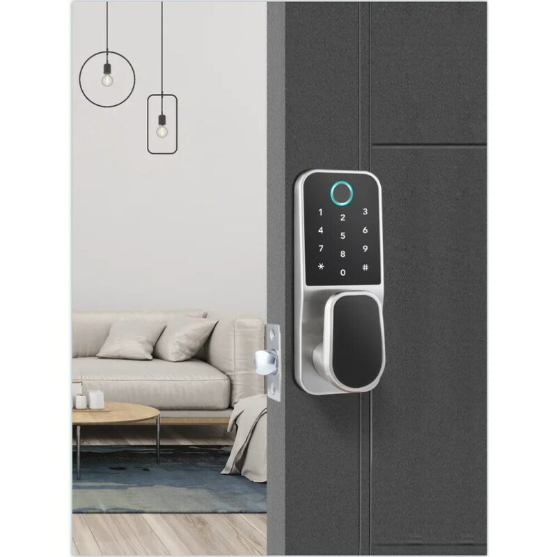 TTLock APP kata sandi Modern ruang elektronik kamar tidur pintu kayu telepon sidik jari kontrol aplikasi keamanan pintu kunci pintu pintar
