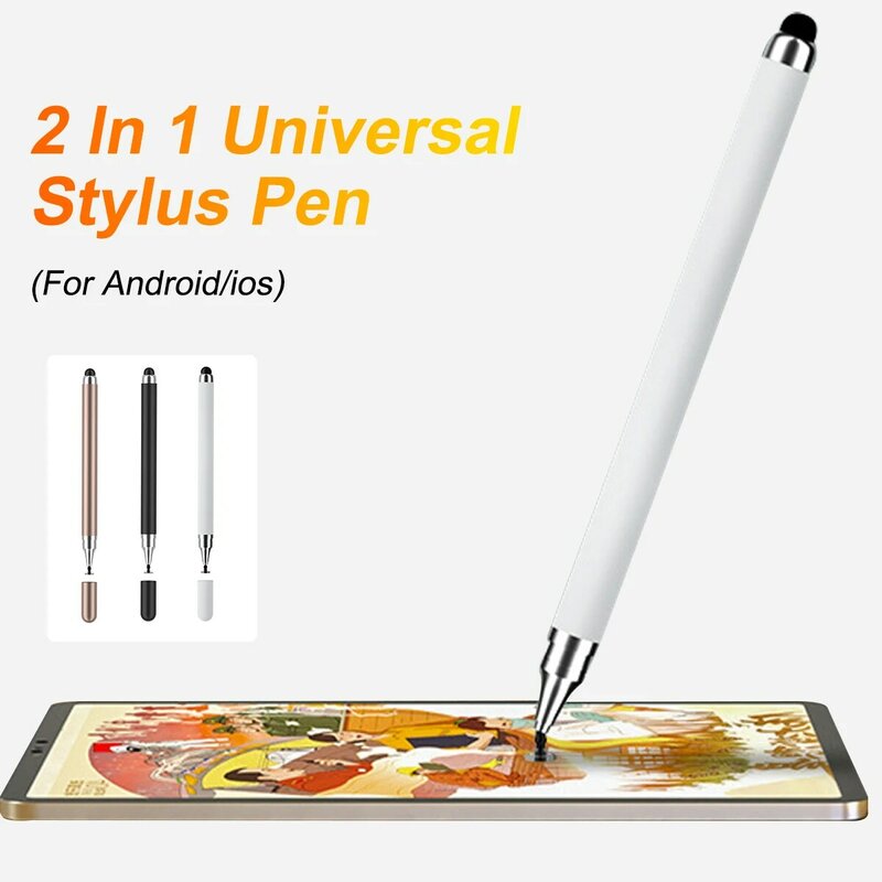 Pena Stylus Universal 2 In 1 untuk IOS Android Pena Sentuh Gambar Pensil Kapasitif untuk Ponsel Pintar Tablet iPad Samsung Xiaomi