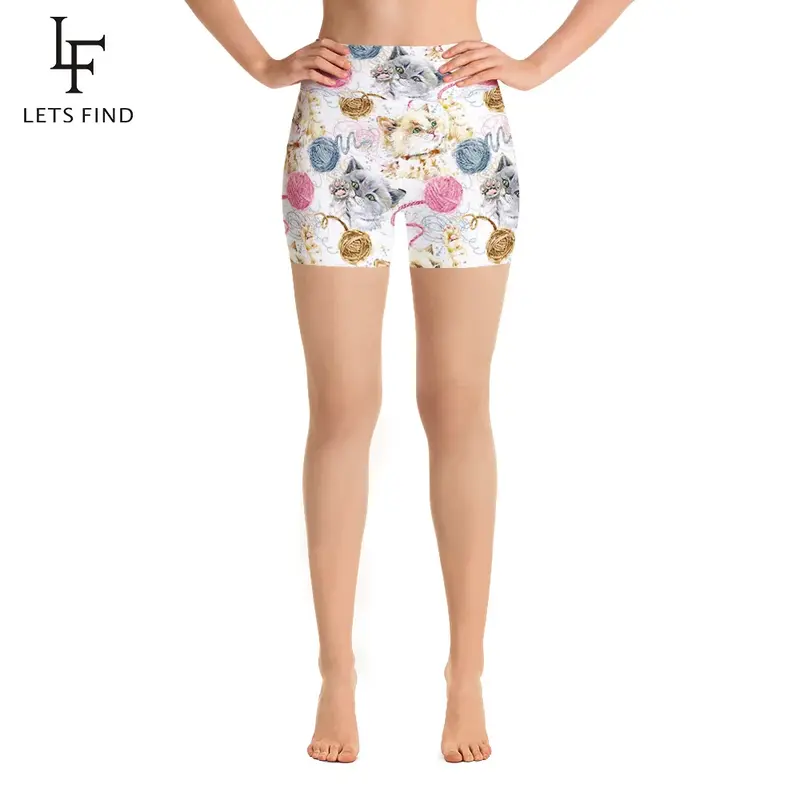 Letsfind novo design gatos imprimir mulheres leggings estiramento verão moda cintura alta magro fitness workout leggings