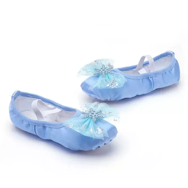 Sepatu balet anak perempuan, sepatu dansa putri cantik sol lembut cakar kucing sepatu latihan balerina China